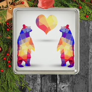 Geometric Bears Metal Tree Decoration