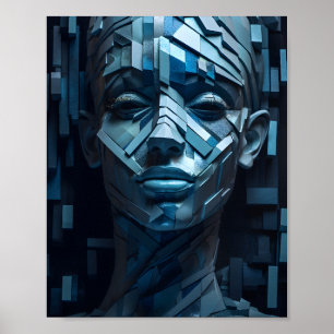 Geometric Beautiful Women Face Shape Female Girl Poster