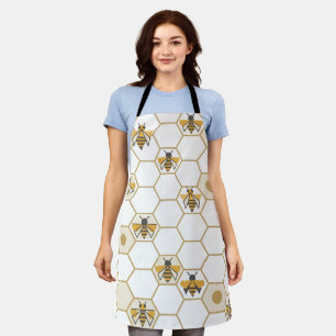 Geometric Bee & Honeycomb Apron