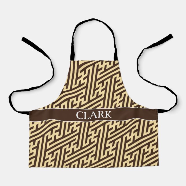 Geometric Beige Black Minimal Pattern Apron (Front)