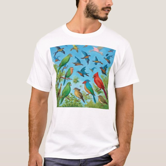 Geometric Birds – Freedom in Flight Art T-Shirt (Front)