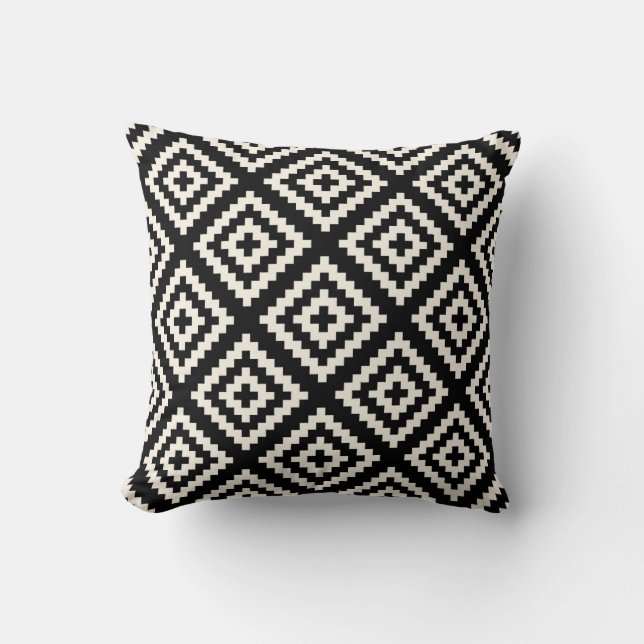Geometric Black and Cream Pattern Cushion (Front)