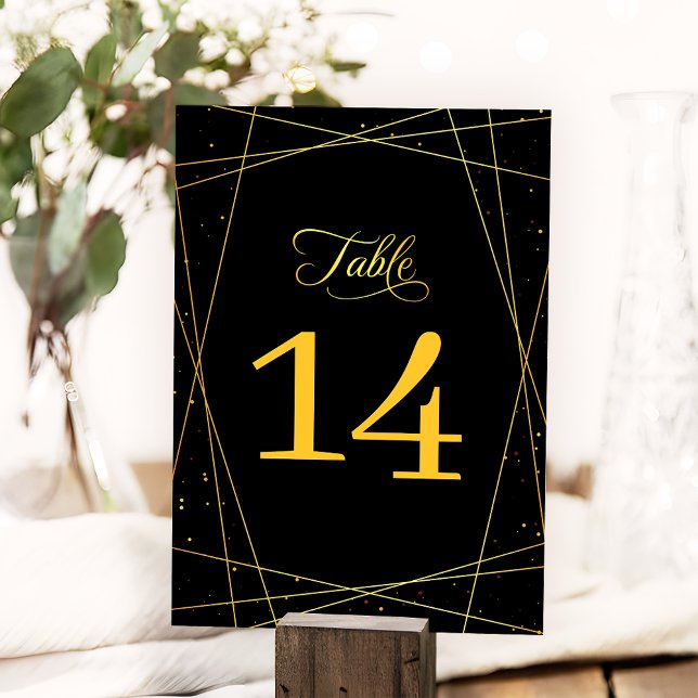 Geometric Black and Gold Stylish Wedding Table Number (Creator Uploaded)