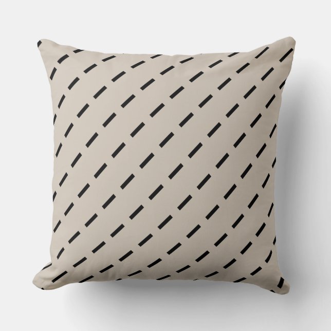 Geometric Black and Ivory stripes Modern Cushion (Front)