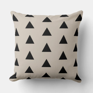 Geometric Black and Ivory Triangle Modern Cushion