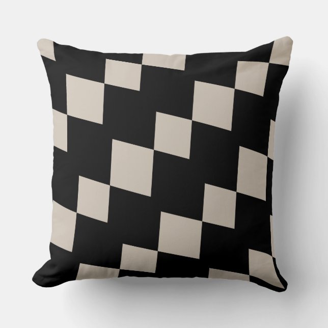 Geometric Black and Ivory Triangle Modern Cushion (Front)