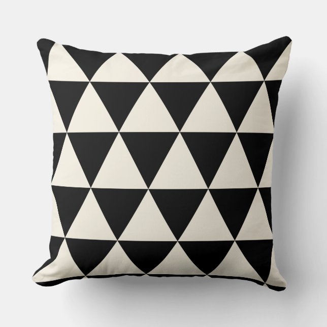 Geometric Black and Ivory White Modern Cushion (Front)