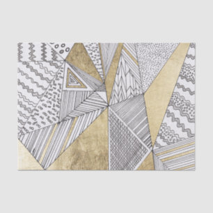 Geometric black and white chic faux gold patterns tissue paper