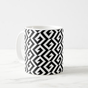 Geometric black and white coffee mug