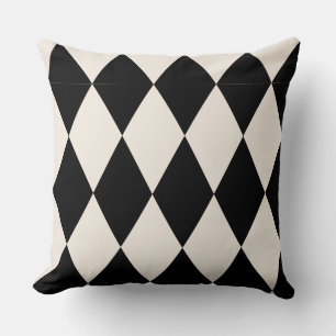 Geometric Black and White Diamond Harlequin Modern Cushion