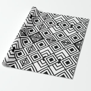Geometric Black and White Geometric Diamond Wrapping Paper