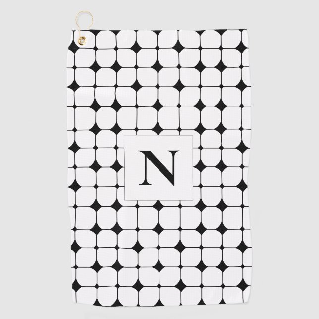 Geometric Black and White Geometric  Golf Towel (Front)