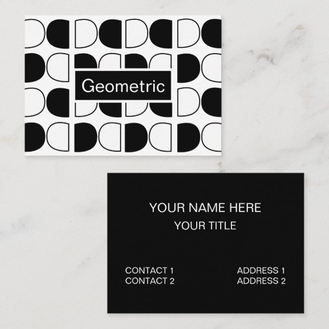 Geometric Black and White Half Circle Business Card (Front/Back)