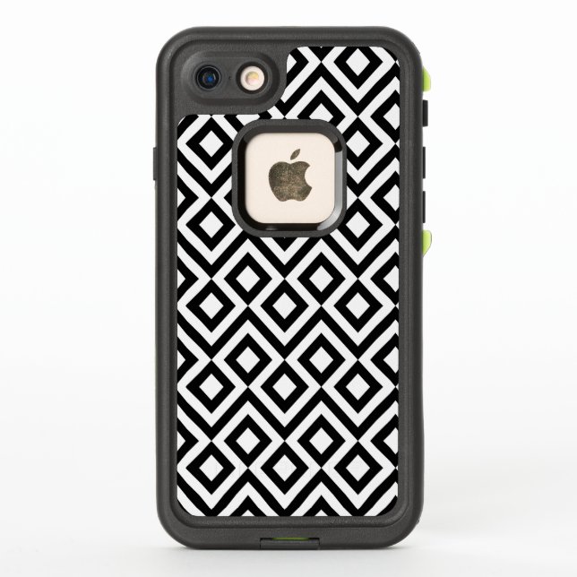 Geometric Black and White Meander LifeProof iPhone Case (Back)