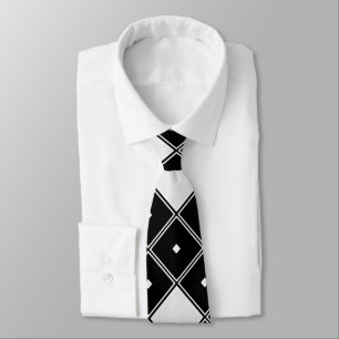 Geometric Black and White Men’s Neck Tie