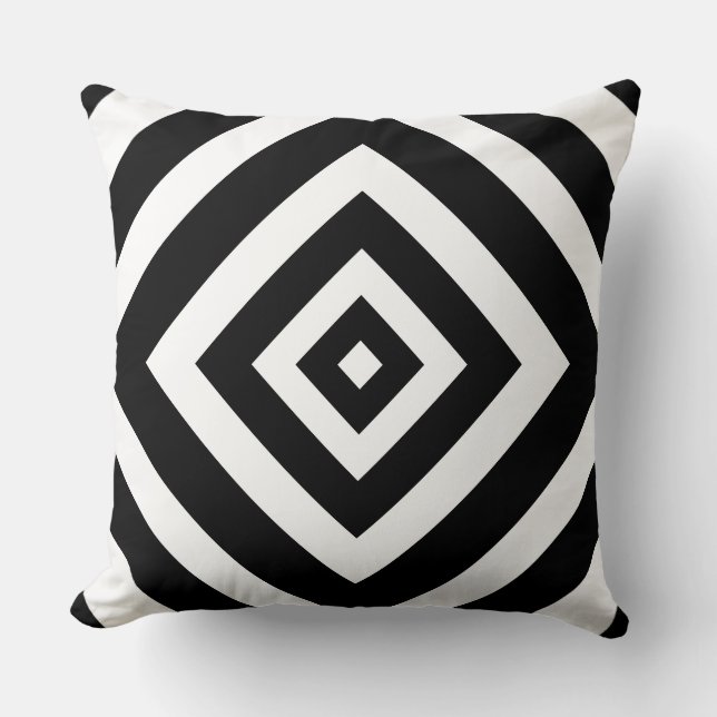 Geometric Black and White Modern Cushion (Front)