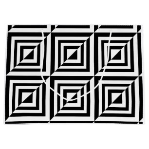 Geometric black and white pattern large gift bag