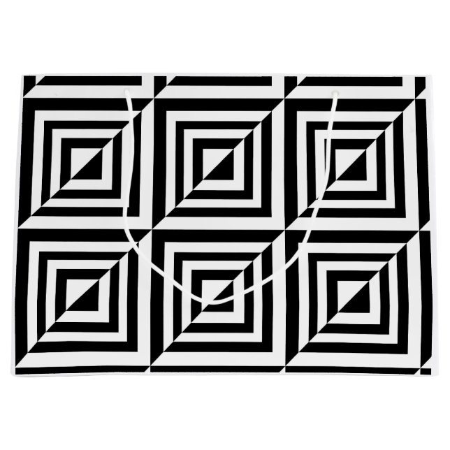 Geometric black and white pattern large gift bag (Front)