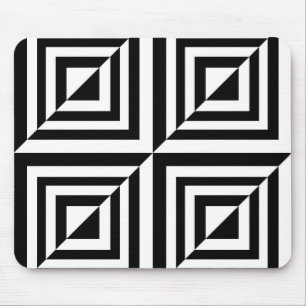 Geometric black and white pattern mouse mat