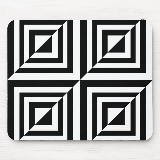 Geometric black and white pattern mouse mat (Front)