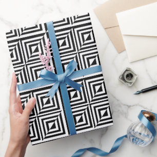 Geometric black and white pattern wrapping paper
