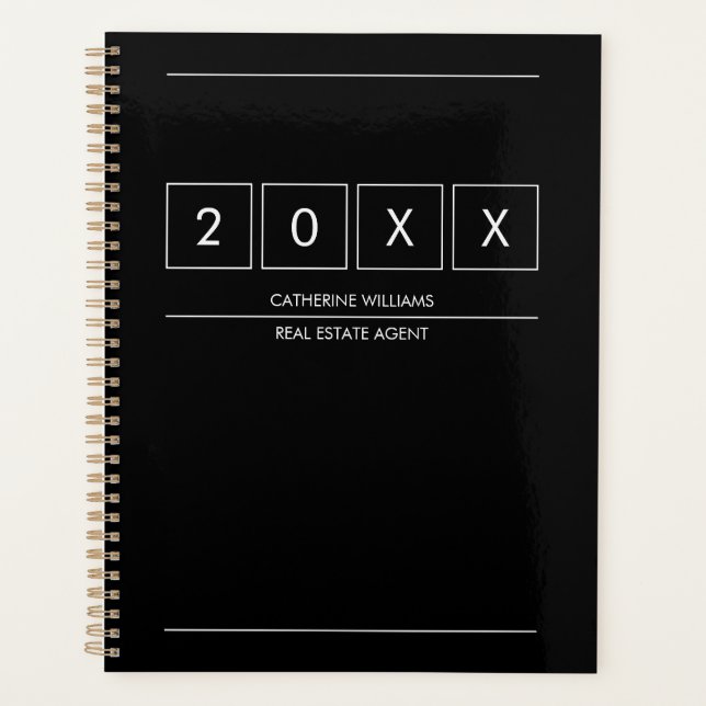 Geometric Black And White Profession Personalised Planner (Front)