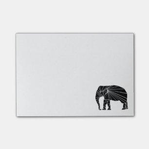 Geometric black elephant post-it notes