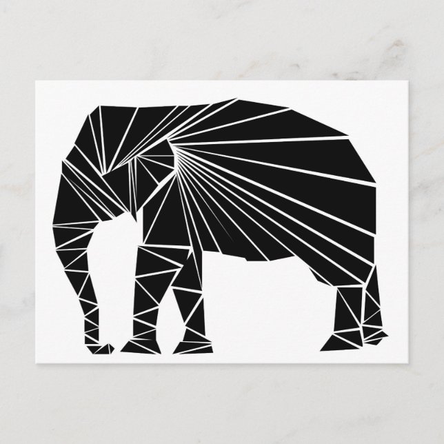 Geometric black elephant postcard (Front)