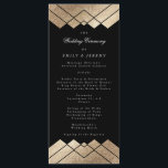 Geometric Black Gold Gatsby Wedding Program Programme<br><div class="desc">This is a rack card or wedding ceremony program. Antique wonderful bohemian themed wedding. Vintage Stylish Boho wedding. A formal elegant design in Geometric Deco Great Gatsby Amazing design with art deco lines in the Great Gatsby style. Very trendy, modern and edgy. Gold Foil on rear and front of card...</div>