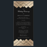 Geometric Black Gold Gatsby Wedding Program Programme<br><div class="desc">This is a rack card or wedding ceremony program. Antique wonderful bohemian themed wedding. Vintage Stylish Boho wedding. A formal elegant design in Geometric Deco Great Gatsby Amazing design with art deco lines in the Great Gatsby style. Very trendy, modern and edgy. Gold Foil on rear and front of card...</div>