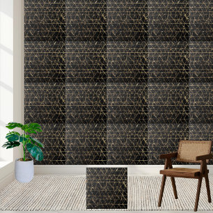 Geometric Black Gold Glitter Unique Modern Luxury Tile