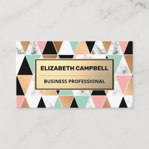 Geometric Black Marble Colour Tile Pattern  Business Card