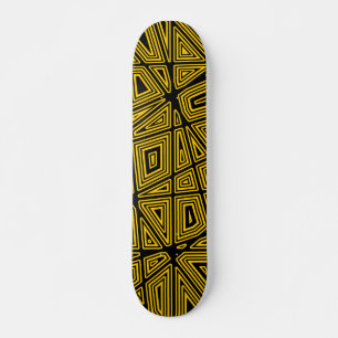 Geometric - Black on Amber Skateboard