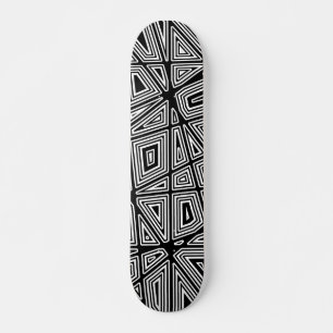 Geometric - Black on Wood Skateboard