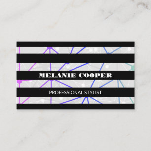 Geometric Black Stripes Contemporary Business Card