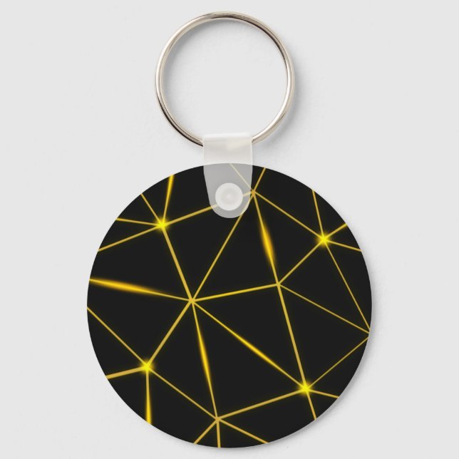 Geometric black triangles gold lines key ring (Front)