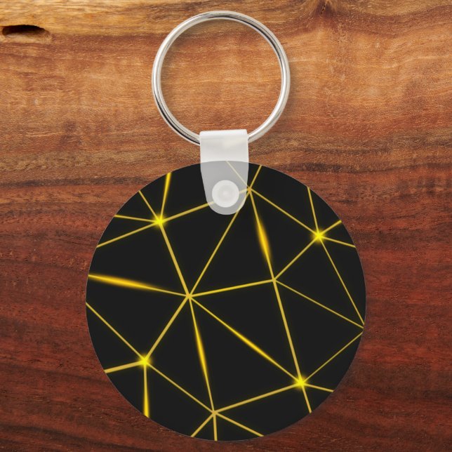 Geometric black triangles gold lines key ring (Front)