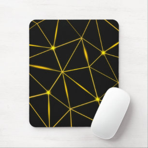 Geometric black triangles gold lines mouse mat