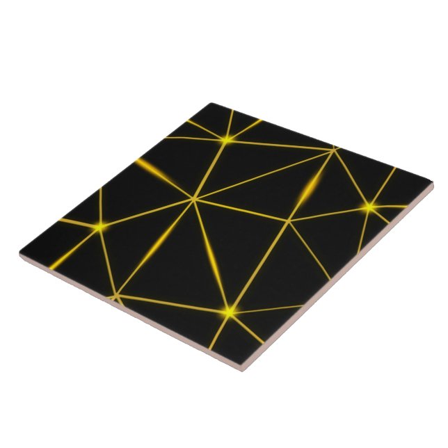 Geometric black triangles gold lines tile (Side)