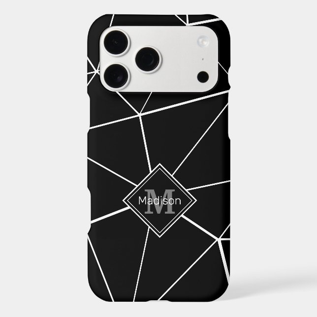 Geometric black triangles white lines Monogram (Back)