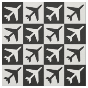 Geometric Black White Flying Jets Aeroplane Fabric
