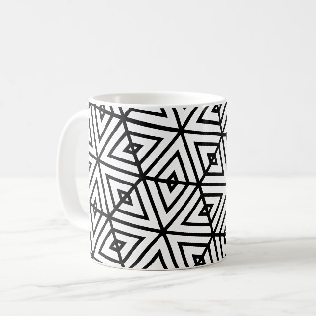 Geometric Black White Hexagon Honeycomb Pattern Coffee Mug (Front Left)