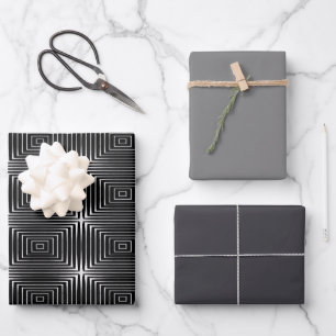 Geometric Black & White Illusion Wrapping Paper Sheet
