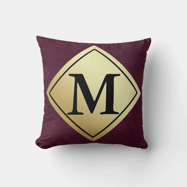 Geometric Black, White & Metallic Gold Cushion (Front)