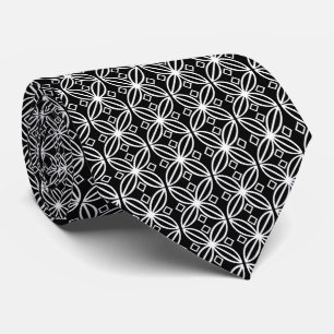 Geometric Black & White On Black Tie