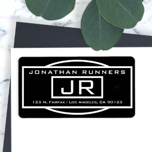 Geometric Black & White Return Address Label