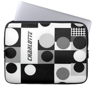 geometric Black white shapes pattern mod Laptop Sleeve