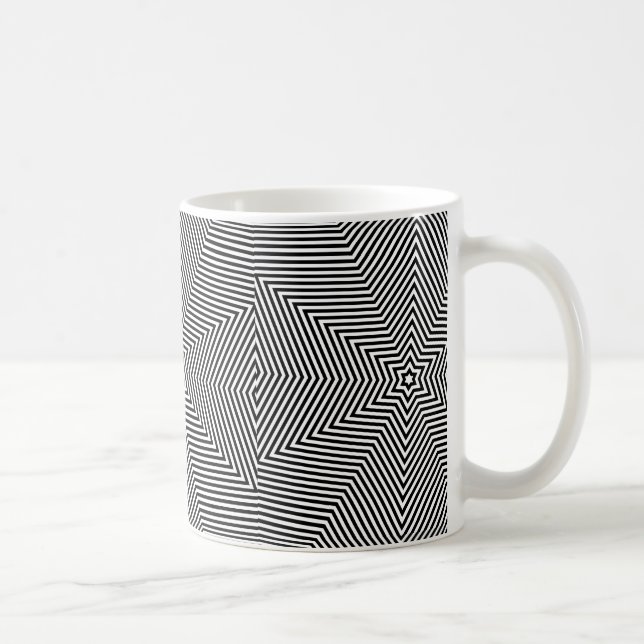 Geometric Black White Stripe Pattern Coffee Tea Mug (Right)