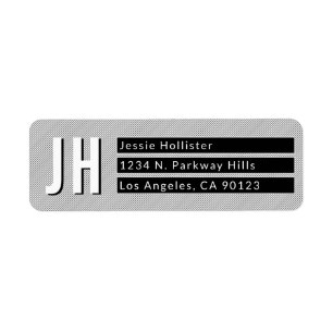 Geometric Black & White Stripes Return Address