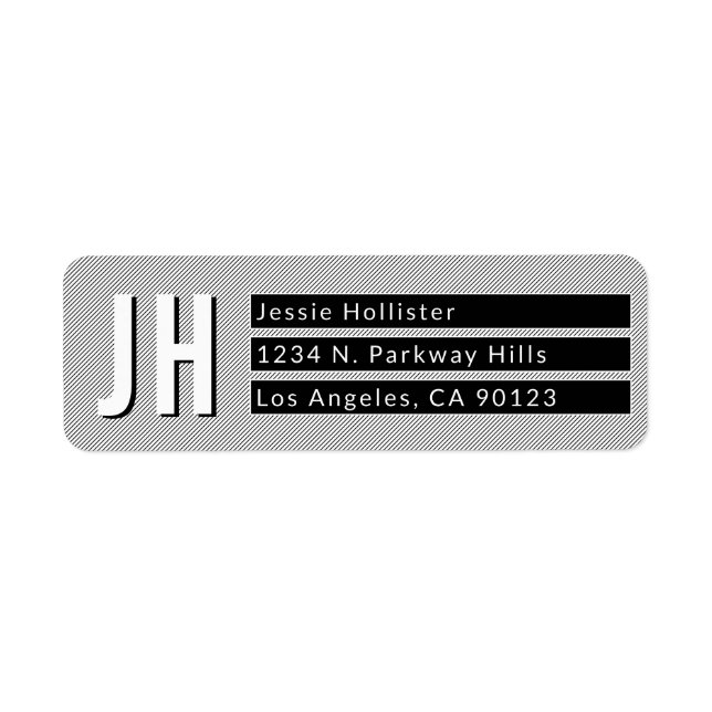 Geometric Black & White Stripes Return Address (Front)